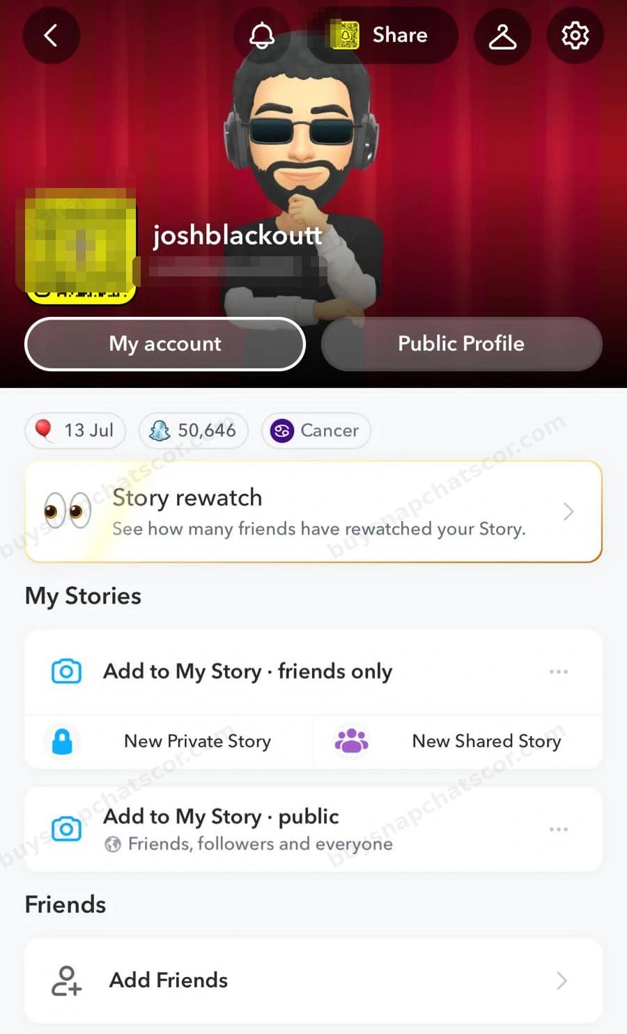 Josh B. bought 50K Score Pack — 5 star Snapchat Score review with score proof photo
